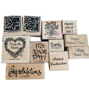 Stampin Up! From The Heart Wood-Mounted Rubber Stamp Lot